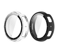 Coque tout-en-un compatible avec Amazfit Active Max, coque de protection en PC avec film de protection en verre trempé HD (noir mat + transparent)