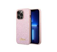 Guess GUHCP14XHGGSHP Coque Rigide pour iPhone 14 Pro Max 6,7" Rose Paillettes Script
