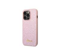 Guess Housse iPhone 14 Pro Glitter Script Rose