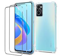 Coque Tpu Souple Antichoc Transparente + 2 Verres Trempés Pour Oppo A76 (6,56 Pouces) - Ultra Mince, Protection Écran