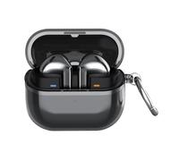 Coque TPU Souple Galaxy Buds3/Buds 3 Pro avec Porte-clés - Noir Transparent | Coque antichoc, porte-clés amovible, coque anti-poussière, accessoire Galaxy Buds3/Pro