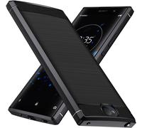 Coque Tpu Souple Noire Pour Sony Xperia Xa2 Plus ¿ Antichoc Militaire, Bords Surélevés Écran/Appareil Photo, Finition Fibre Carbone Et Brossée, Mince Anti-Rayures