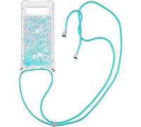 Coque Tpu Transparente Pour Google Pixel 7a - Paillettes Liquides Scintillantes Quicksand + Collier/Lanière Réglable 1,5 M, Protection Et Accès Complet
