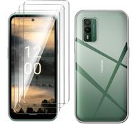 Coque Tpu Transparente Pour Nokia Xr21 5g (6,49"") + 3 Verres Trempés 9h ¿ Bumper Silicone Souple, Bords Surélevés, Découpes Précises, Anti-Empreintes