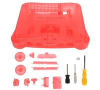 Coque translucide pour console de jeu vidéo rétro, coque de protection N64, matériau ABS de qualité supérieure avec kit complet d'accessoires, boîtier de remplacement épais pour (Rouge clair