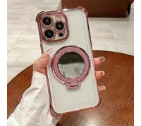 Coque transparente anti-chute en TPU galvanisé avec miroir de maquillage et support magnétique, compatible avec iPhone 17/6/7/8/X/XS/XR/11/12/13/14/15/16e, Galaxy S22/23/24, A04/05/06/A07/A17/A14/A15/