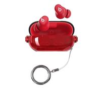 Coque transparente compatible avec les écouteurs Beats Solo Buds avec Creative Lock - Coque anti-perte pour écouteurs Bluetooth Beats Solo Buds (rouge translucide)