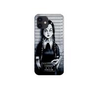 Coque Transparente Design pour Apple iPhone, imprimée en France, Mercredi Addams, Mugshot Parodie (iPhone 12 Mini)
