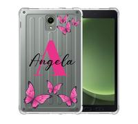 Coque transparente initiale personnalisée pour Samsung Galaxy Tab Active5/Active 3 8.0, housse de tablette personnalisée avec monogramme papillon, peau transparente en TPU fin, cadeau unique pour
