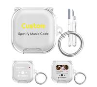 Coque transparente personnalisée pour Samsung Galaxy Buds 4 Pro/Buds4 avec support, verrouillage sécurisé, mousqueton et stylo de nettoyage, coque de protection personnalisée Spotify Music Song à code