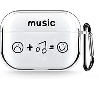 Coque transparente pour AirPods Pro - Pour hommes et garçons - Motif smiley - Coque intégrale avec porte-clés - Joli souriant - Coque de protection antichoc pour Apple AirPods Pro