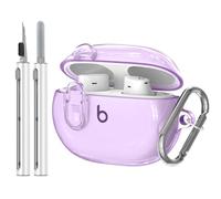 Coque transparente pour Beats Studio Buds + (2023)/Beats Studio Buds (2021), coque de protection antichoc avec kit de nettoyage/porte-clés, violet