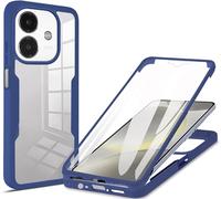 Coque Transparente Pour Oppo A40 4g / A40m / A60 5g - Pc Dur + Bumper Tpu Anti-Choc Ultra-Mince, Protection Écran Intégrée (Bleu)