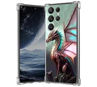Coque transparente pour Samsung Galaxy S22 Ultra 5G 6,8", anti-rayures, fine et souple, en TPU souple, avec coussin d'air aux 4 coins - Coque transparente pour femme et fille, motif dragon cool