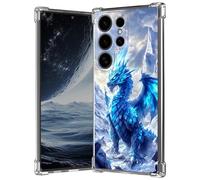 Coque transparente pour Samsung Galaxy S25 Ultra 5G 6,9", anti-rayures, fine et souple, en TPU souple, avec coussin d'air aux 4 coins - Coque transparente pour femme et fille, motif dragon cool bleu