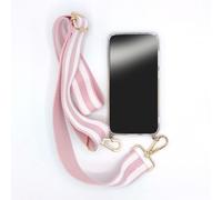 Coque Transparente Pour Xiaomi 14t Pro Lanière / Cordon Tissu Rose Et Blanc