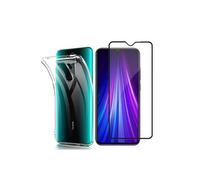 Coque transparente pour Xiaomi Redmi Note 8 Pro avec Protection d'écran 3D total écran en Verre Trempé