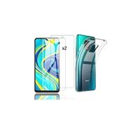 Coque transparente pour xiaomi redmi note 9 pro + verre trempé (x2)