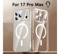 Coque Transparente Protection Complète Dos Magnétique Pour Iphone 17 Pro Max 17 Air Apple Magsafe,Étui Magnétique Sans Fil Original Officiel Luxe Acrylique Silicone Souple La Front.For 17 Pro Max B.