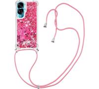 Coque Transparente Tpu Pour Honor 90 Lite À Paillettes Liquides Scintillantes Avec Cordon Réglable Détachable - Bandoulière Protectrice