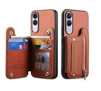 COQUE Twill Portefeuille RFID Vivo V70 FE, Porte-Cartes-Brun