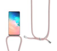 Coque Universelle En Silicone Pour Samsung Galaxy S10 ¿ Housse Fine Avec Lanière/Dragonne Tour De Cou Réglable Transparente, Couleur Or Rose