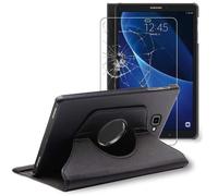 Housse pour Galaxy Tab A6 A 10.1 (2018, 2016) T580 T585 Support Rotatif 360 PU Cuir, Noir + Film VERRE Trempé