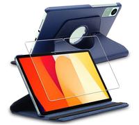 Coque Xiaomi Redmi Pad SE Housse Rotatif 360 PU Cuir + VERRE Trempé, Bleu Foncé