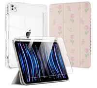 Coque + Verre Trempé Pour Ipad Pro 11 Pouces (2022/2021/2020/2018) Avec Porte-Stylet - Motif Fleur - Efconnection