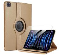 Coque + Verre Trempé Pour Ipad Pro 11 Pouces (2022/2021/2020/2018) Etui Rotatif 360° Multi-Angle Doré - Efconnection