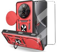 Coque + Verre Trempé Pour Nubia Focus Pro 5g - Protection Anti-Choc, Cache Coulissant Caméra, Support Rotatif 360° Et Grip Antidérapant