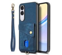 COQUE Vintage Cartes Vivo V70 FE, Corde, Antichute-Bleu