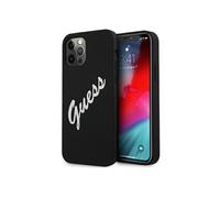 Guess Coque pour iPhone 12 et 12 Pro Silicone Vintage Soft Touch Noir