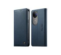 Coque vivo V50 Flip Wallet Cuir PU Porte-Cartes Support Antichoc Bleu