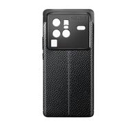Coque Vivo X80 Pro Silicone gel Flexible Design Effet cuir Anti-traces Noir