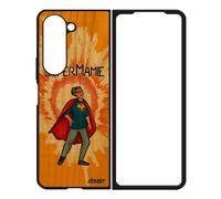Coque vrai bois silicone Galaxy Z Fold 5 super mamie texte heros rigide bd humour mamy cadeau fete des grands meres orange Samsung