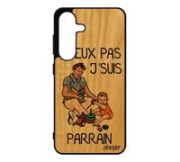 Coque Vrai Bois Silicone Pour Samsung S25 J'peux Pas J'suis Parrain Telephone Orange Bande Dessin¿E Enfant Antichoc Motif 4g Pour Galaxy