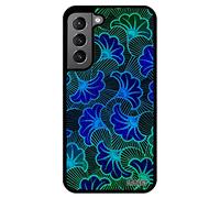 Coque Wax S22 Silicone Etui Tissu Bleu Ethnique coloré Afrique Fantaisie Telephone TPU Motif Smartphone Design Noir pour Samsung Galaxy