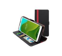 - Coque Wiko Jerry 4 Etui Portefeuille Housse PU Cuir Porte-Cartes Support Stand, Noir / Rouge [Dimensions PRECISES Smartphone : 160.0 x 77.0 x