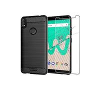 - Coque Wiko View Max Housse Etui Gel Motif Fibre Carbone Luxe Flex TPU Premium, Noir + Film protection écran en VERRE Trempé [Dimensions PRECISES