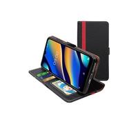 - Coque Wiko View3 Lite (2019) Etui Portefeuille Housse PU Cuir Porte-Cartes Support Stand, Noir / Rouge [Dimensions PRECISES Smartphone : 155,5 x 73