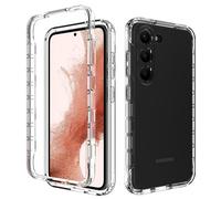 Coque Xhy compatible avec Samsung Galaxy S23 - Protection d'objectif 2 en 1 et contour renforcé, anti-rayures, antichoc, transparente, ne jaunit