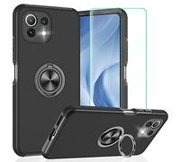 Coque Xiaomi 11 Lite 5G NE/Xiaomi Mi 11 Lite 5G/4G Antichoc [avec 2*Verre Trempé+Anneau Support] aux Chocs résistant aux Rayures PC Silicone Heavy Duty Robuste Durable-Coque Xiaomi Mi 11 LTE ,Noir