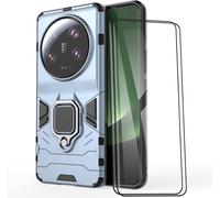 Coque Xiaomi 13 Ultra + 2 Verres Trempés ¿ Anneau Rotatif 360° & Compatible Support Magnétique Voiture, Bleu, Pc+Tpu, Protection Militaire Antichoc