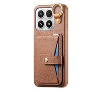 COQUE Xiaomi 17 avec Crochet, Support, Anti-Choc Téléphone Housse avec Miroir intégré, Texture Cuir Étui Protecteur Slim pour Xiaomi 17-Brun