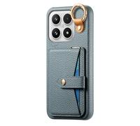 COQUE Xiaomi 17 avec Crochet, Support, Anti-Choc Téléphone Housse avec Miroir intégré, Texture Cuir Étui Protecteur Slim pour Xiaomi 17-Bleu