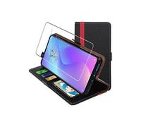 ebestStar - Coque pour Xiaomi Mi 9T, Mi 9T Pro, Etui Portefeuille Protection, Housse Pochette PU Cuir Porte Carte, Noir/Rouge + Verre Trempé