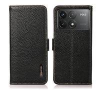 COQUE Xiaomi Poco F6 Pro Housse,Motif de Litchi en Cuir magnétique latéral RFID Anti-Theft Brush Phone Case Flip Folio de Protection pour Xiaomi Poco F6 Pro-Noir