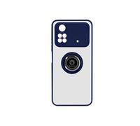 Coque Xiaomi Poco M4 Pro Bi-matière Bague Métallique Support Vidéo Bleu