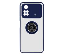 Coque Xiaomi Poco M4 Pro Bi-matière Bague Métallique Support Vidéo Bleu